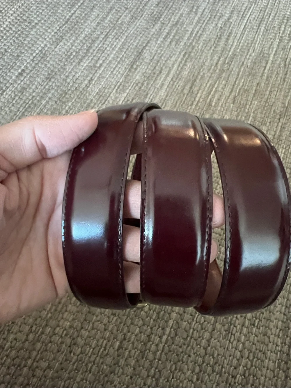 COACH Men’s Burgundy Leather and Brass Polished Cowhide #3931 Belt size 42